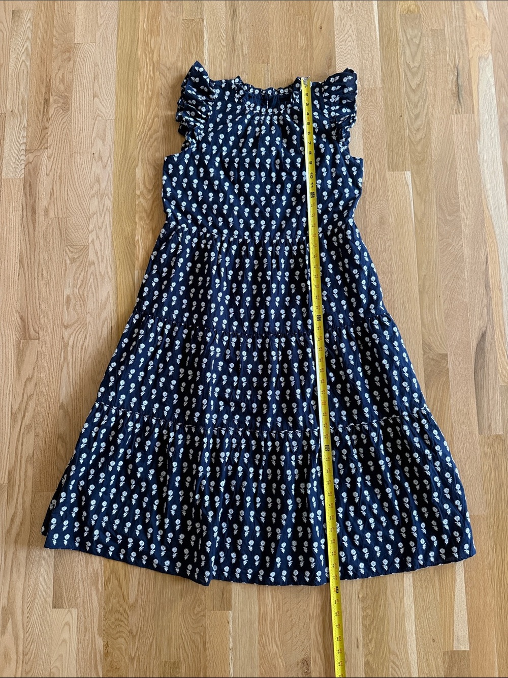 J. Crew Navy Blue Embroidered Tiered Floral Midi Dress - Picture 12 of 13